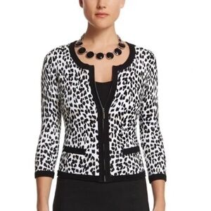 WHBM | Leopard Print Zip Up Cardigan Sweater